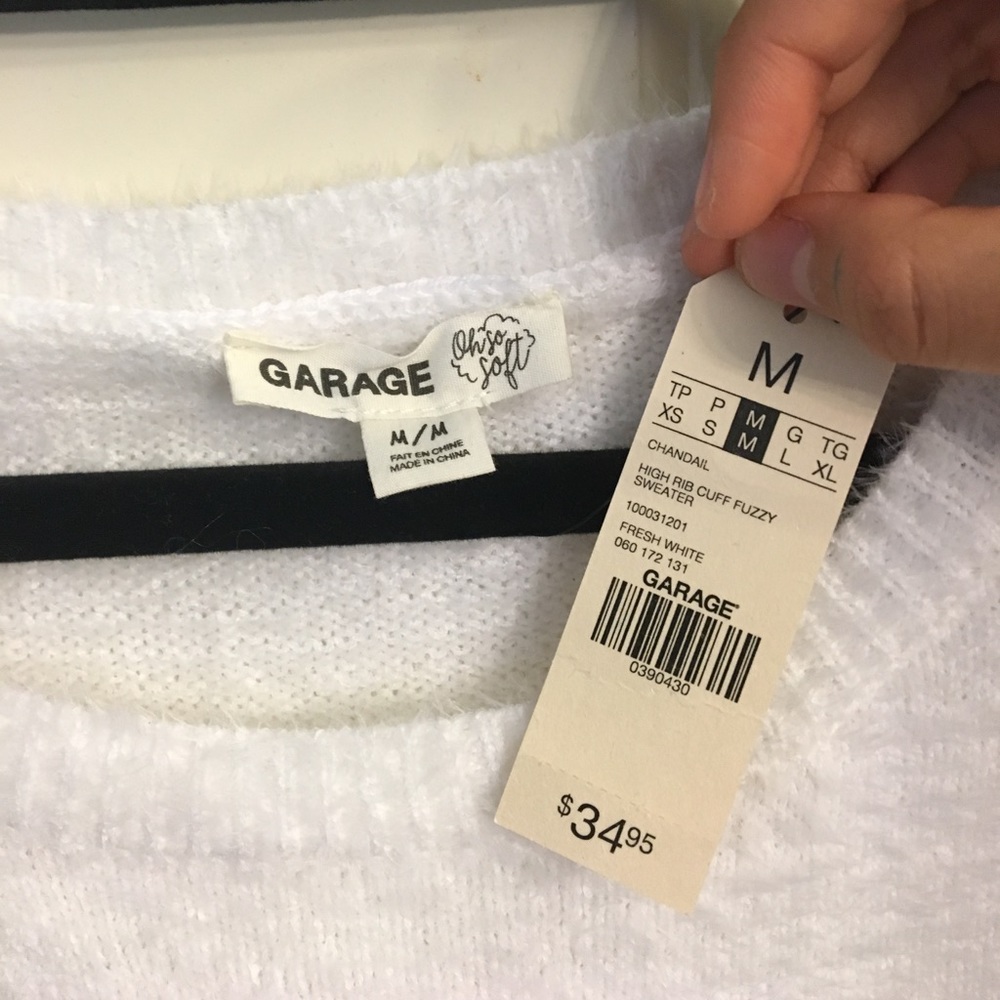 NWT Garage white fuzzy sweater - Picture 2 of 3
